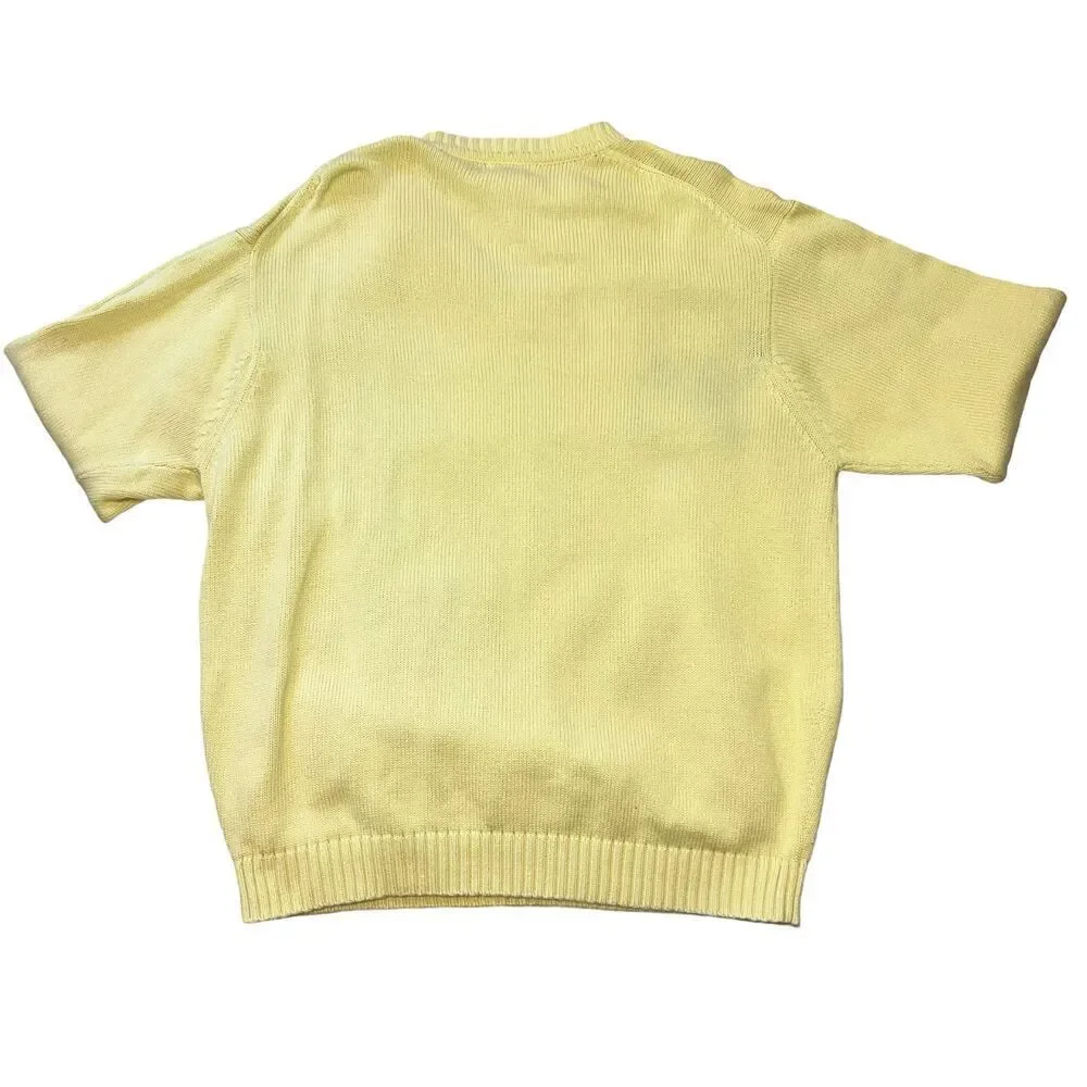 Vtg L.L Bean Sweater Men's Size L-REG Yellow Knitted Pullover Sweater